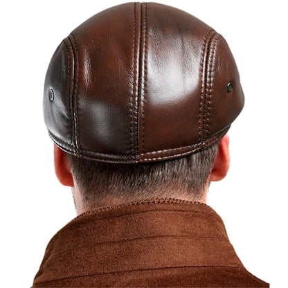 Men Genuine Cowhide Leather Cap