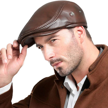 Men Genuine Cowhide Leather Cap