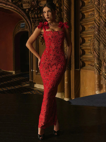 Women’s Sexy Lace Bodycon Maxi Dress