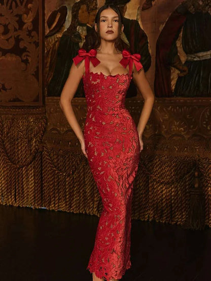 Women’s Sexy Lace Bodycon Maxi Dress
